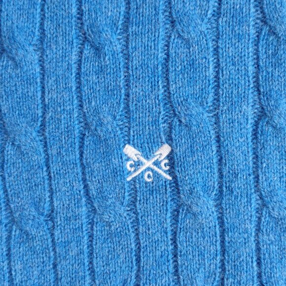 Crew Clothing Men's Lambswool Crewneck Sweater Jumper Cable Knit Blue Sz Medium - Picture 3 of 8